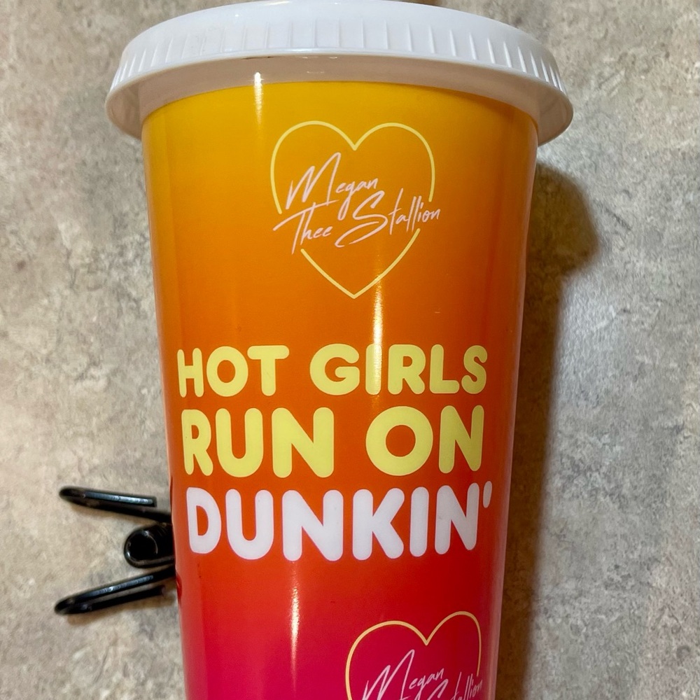 Dunkin Donuts Megan Thee Stallion - Orange and Pink Drink Cup —Never used